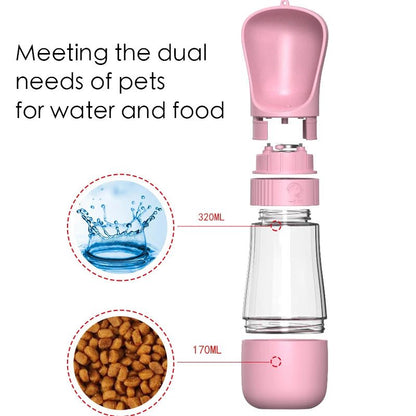 490ml Pet Water Bottle 2 In 1 Portable Dog Water Bottle Dogs