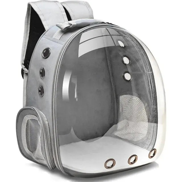 Backpack-carrier for cats, transparent capsule