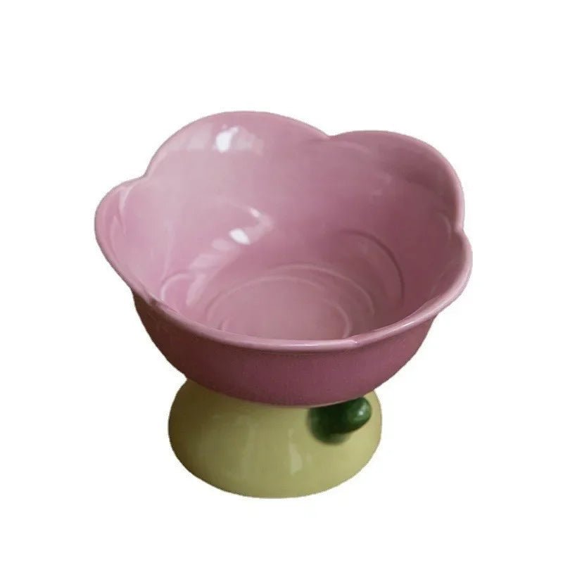 Creative ceramic bowl for cats and puppies non-slip flower shape