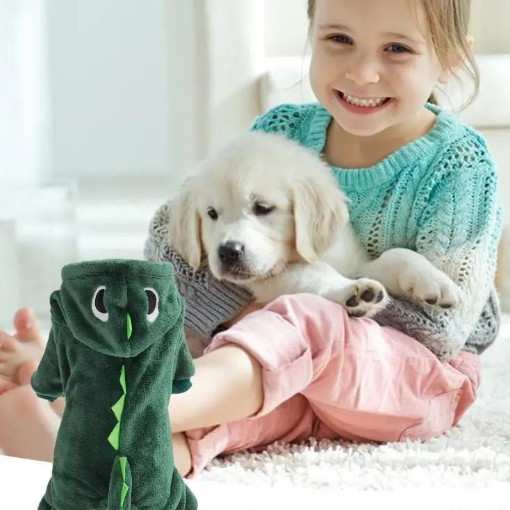 Dinosaur hoodies for cats and dogs. Soft warm clothes for animals for