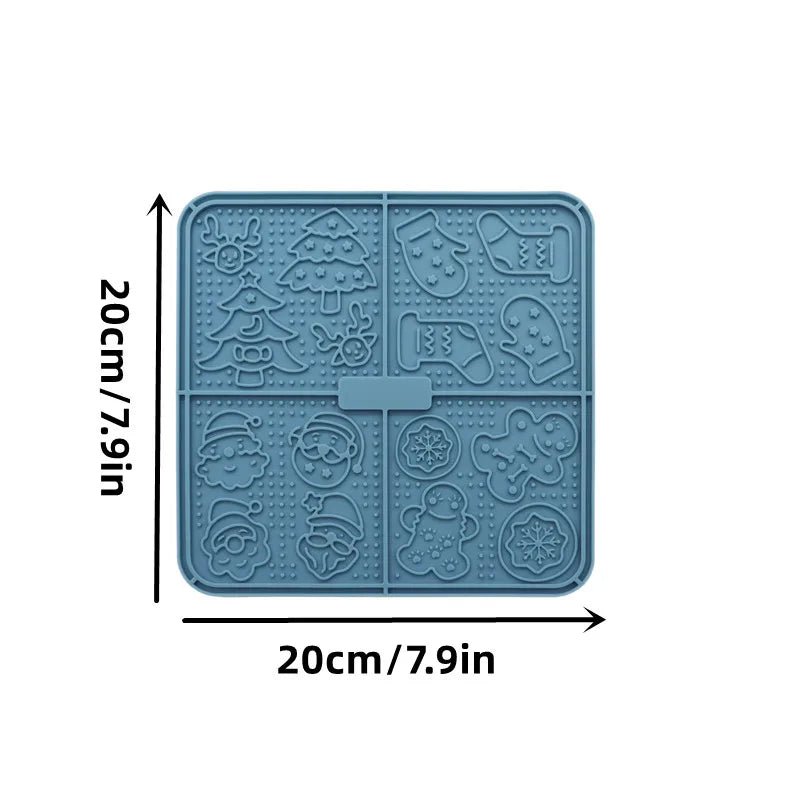 Interactive pet food suction mat designed to slow down eating and enhance digestion. interactive pet feeder, suction feeding