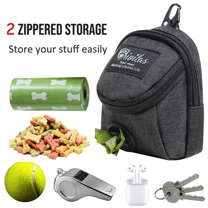 Portable multifunctional dog training bag and poop dispenser