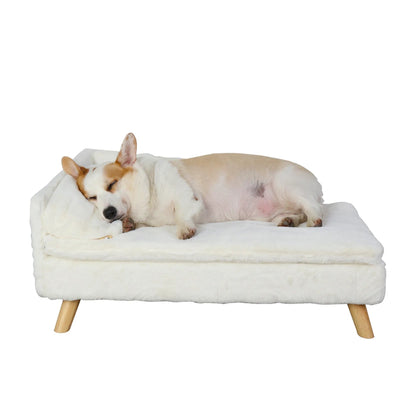 The warm sofa bed keeps your pets away from cold days and gives them cozy winter months.  Easy to clean the cover with zippers, the waterproof function protects from liquid.  L-shaped backrest, open space; pets can stretch out while resting without limitation.  Skin-friendly linter fabric keeps the cats sleeping well.  Easily tie the pillow to the mattress using an elastic band.